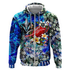 Personalized Port Adelaide Football Power Zip Hoodie Tropical Hibiscus Flowers - Pacific Fusion Style