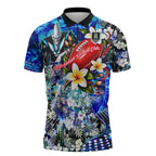 Personalized Port Adelaide Football Power Zipper Polo Shirt Tropical Hibiscus Flowers - Pacific Fusion Style
