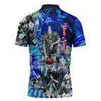 Personalized Port Adelaide Football Power Zipper Polo Shirt Tropical Hibiscus Flowers - Pacific Fusion Style