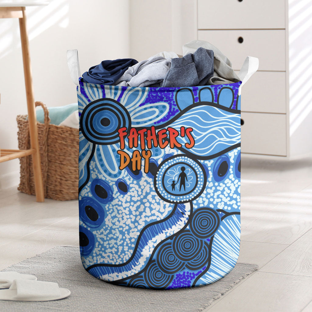 Australia Aboriginal Fathers Day Laundry Basket Indigenous Dot Art Pattern - Parent Child