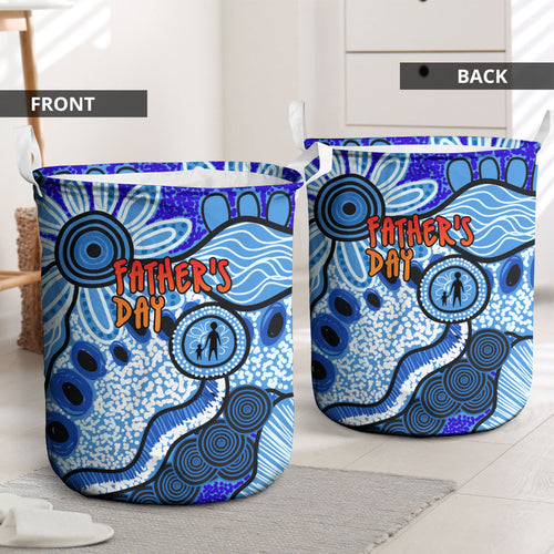 Australia Aboriginal Fathers Day Laundry Basket Indigenous Dot Art Pattern - Parent Child