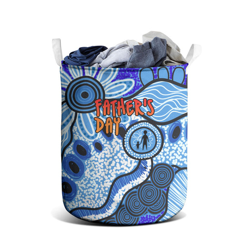 Australia Aboriginal Fathers Day Laundry Basket Indigenous Dot Art Pattern - Parent Child
