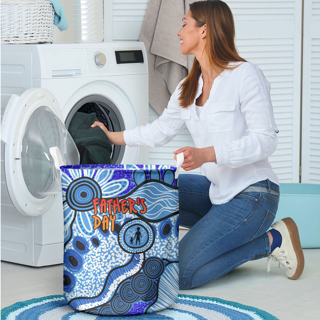 Australia Aboriginal Fathers Day Laundry Basket Indigenous Dot Art Pattern - Parent Child
