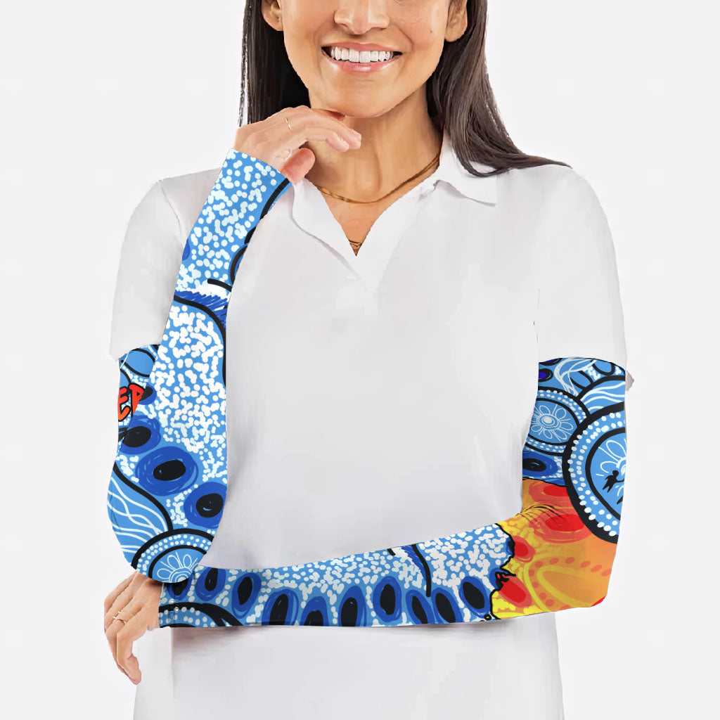 Australia Aboriginal Fathers Day Arm Sleeves Indigenous Dot Art Pattern - Parent Child
