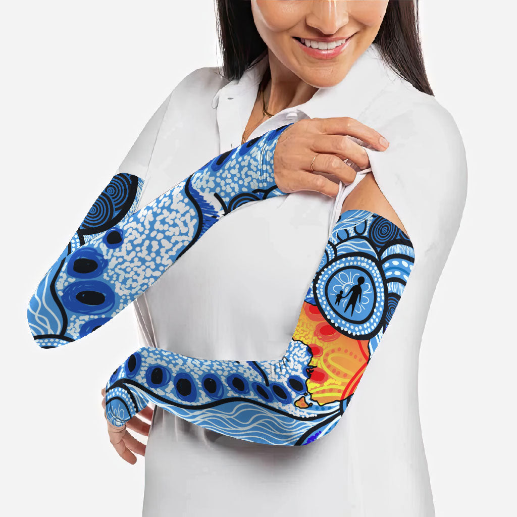 Australia Aboriginal Fathers Day Arm Sleeves Indigenous Dot Art Pattern - Parent Child