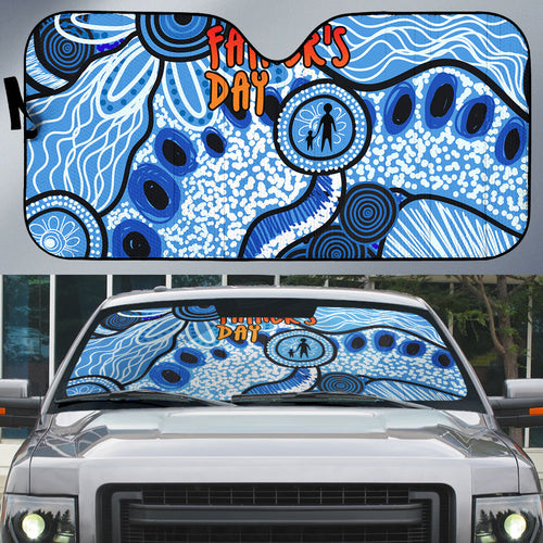 Australia Aboriginal Fathers Day Auto Sun Shade Indigenous Dot Art Pattern - Parent Child