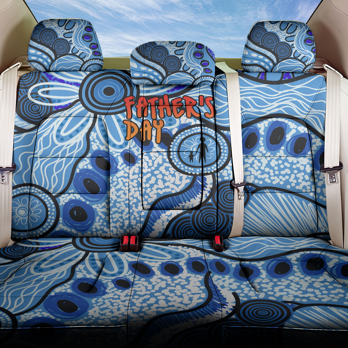 Australia Aboriginal Fathers Day Back Car Seat Cover Indigenous Dot Art Pattern - Parent Child