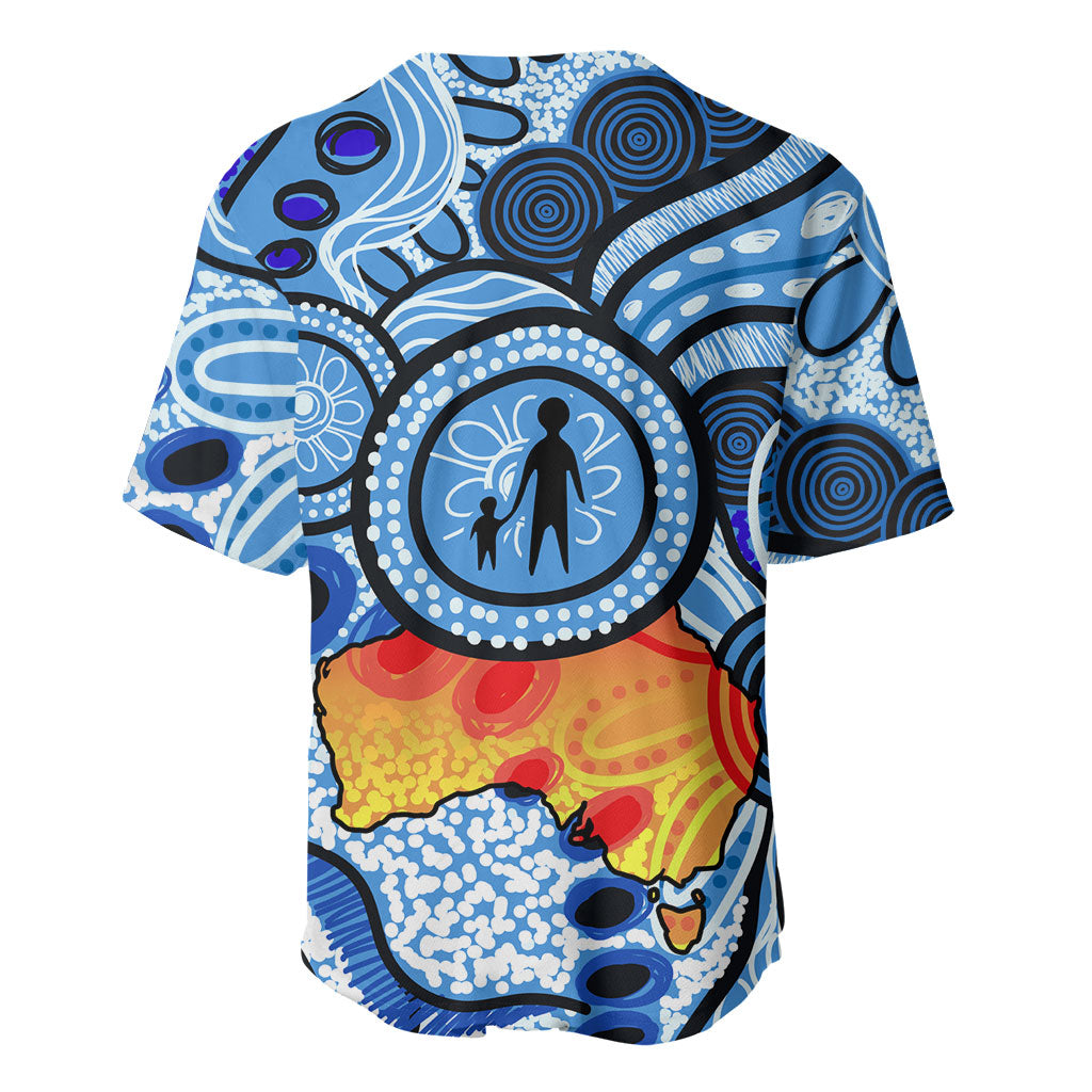 Australia Aboriginal Fathers Day Baseball Jersey Indigenous Dot Art Pattern - Parent Child