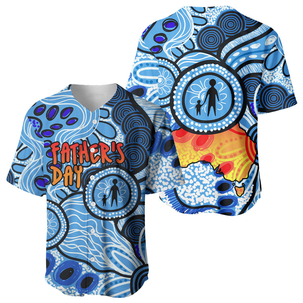 Australia Aboriginal Fathers Day Baseball Jersey Indigenous Dot Art Pattern - Parent Child