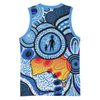 Australia Aboriginal Fathers Day Basketball Jersey Indigenous Dot Art Pattern - Parent Child