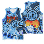 Australia Aboriginal Fathers Day Basketball Jersey Indigenous Dot Art Pattern - Parent Child