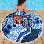 Australia Aboriginal Fathers Day Beach Blanket Indigenous Dot Art Pattern - Parent Child