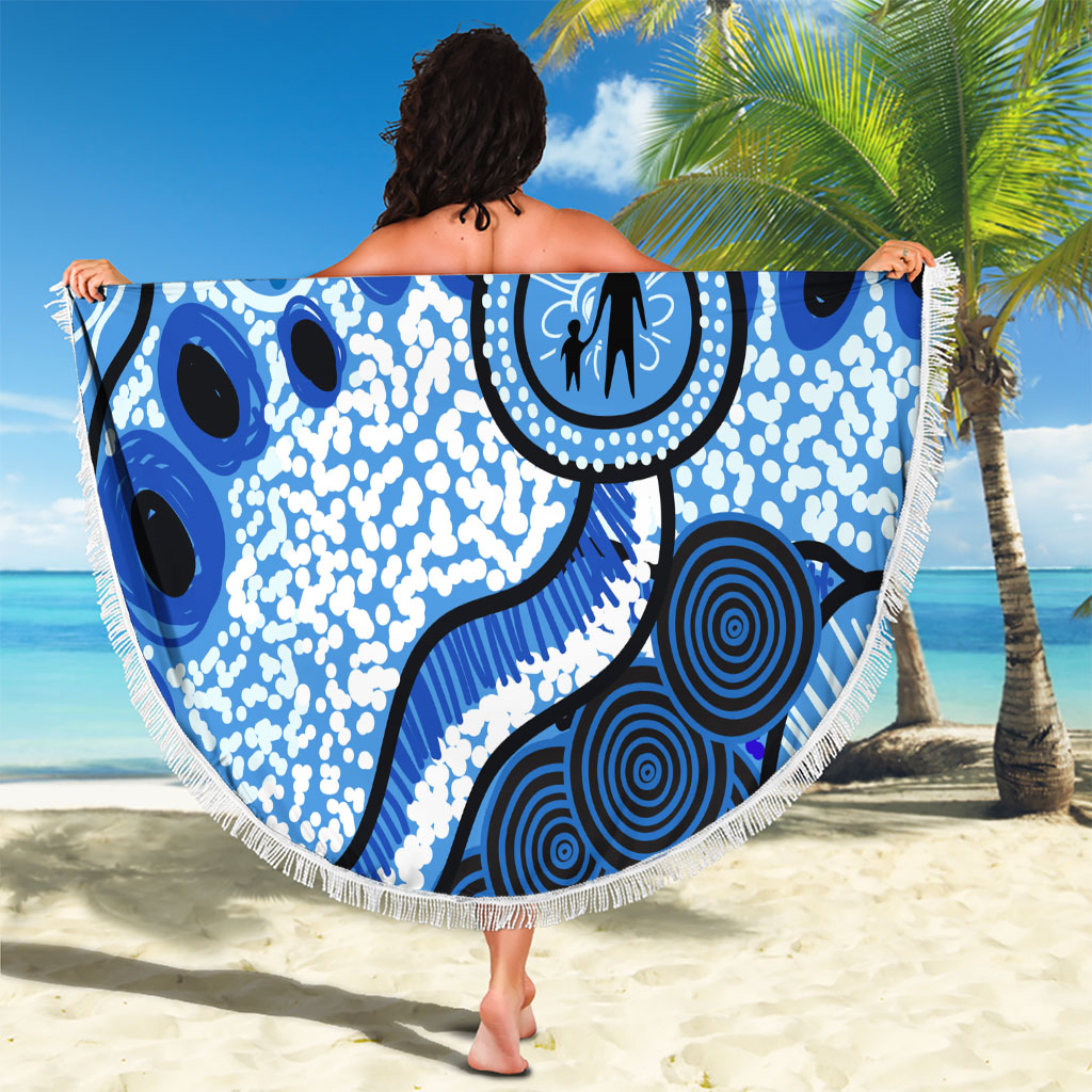 Australia Aboriginal Fathers Day Beach Blanket Indigenous Dot Art Pattern - Parent Child