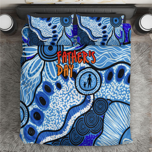 Australia Aboriginal Fathers Day Bedding Set Indigenous Dot Art Pattern - Parent Child