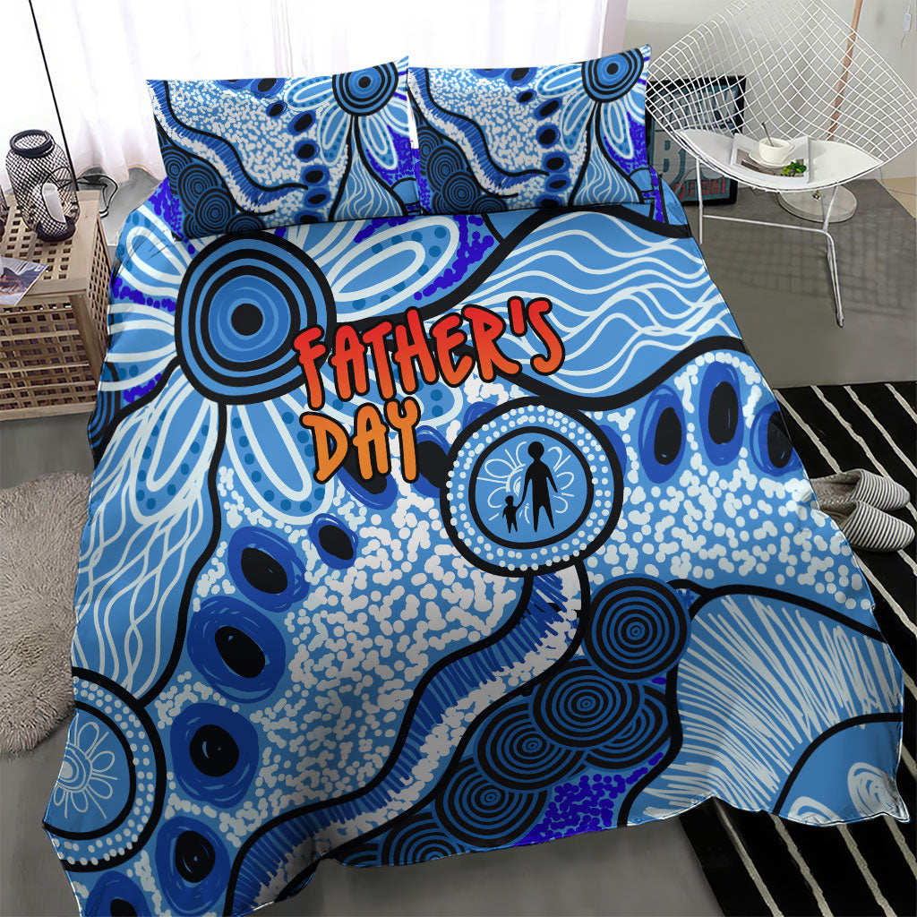 Australia Aboriginal Fathers Day Bedding Set Indigenous Dot Art Pattern - Parent Child