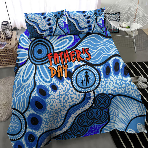 Australia Aboriginal Fathers Day Bedding Set Indigenous Dot Art Pattern - Parent Child
