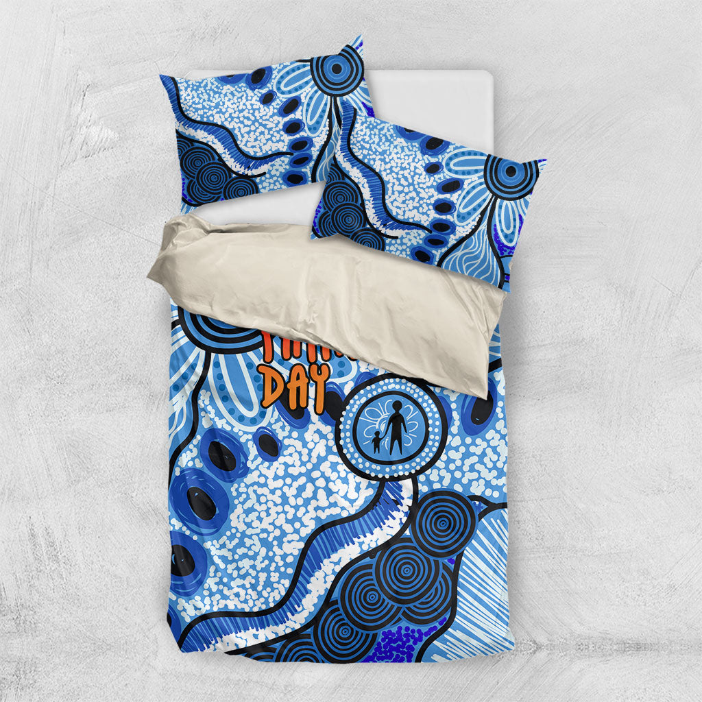 Australia Aboriginal Fathers Day Bedding Set Indigenous Dot Art Pattern - Parent Child