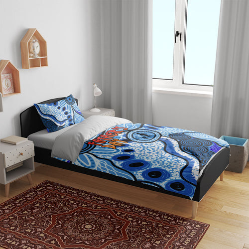 Australia Aboriginal Fathers Day Bedding Set Indigenous Dot Art Pattern - Parent Child