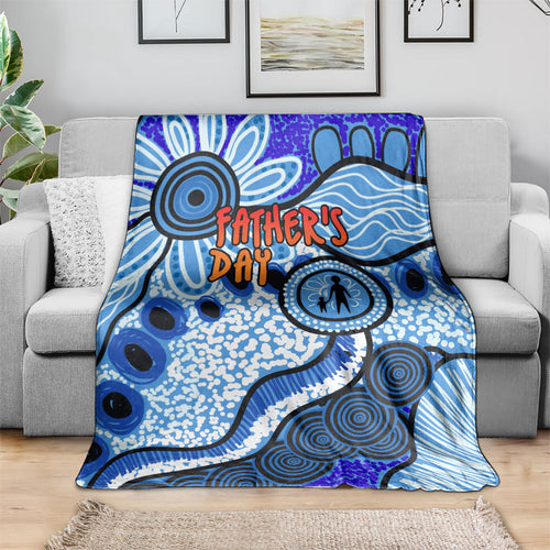 Australia Aboriginal Fathers Day Blanket Indigenous Dot Art Pattern - Parent Child