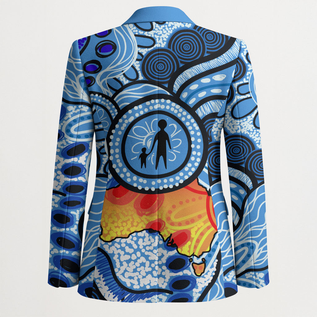 Australia Aboriginal Fathers Day Blazer Indigenous Dot Art Pattern - Parent Child