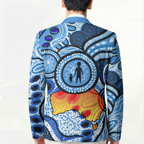Australia Aboriginal Fathers Day Blazer Indigenous Dot Art Pattern - Parent Child