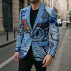 Australia Aboriginal Fathers Day Blazer Indigenous Dot Art Pattern - Parent Child