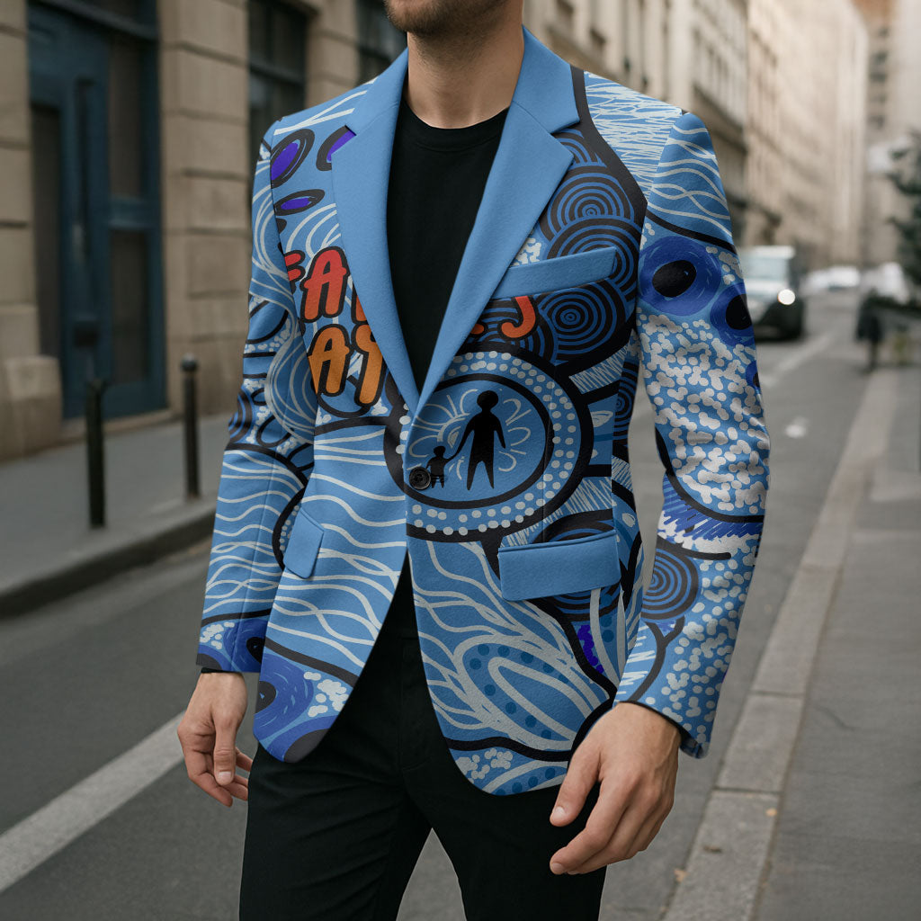 Australia Aboriginal Fathers Day Blazer Indigenous Dot Art Pattern - Parent Child