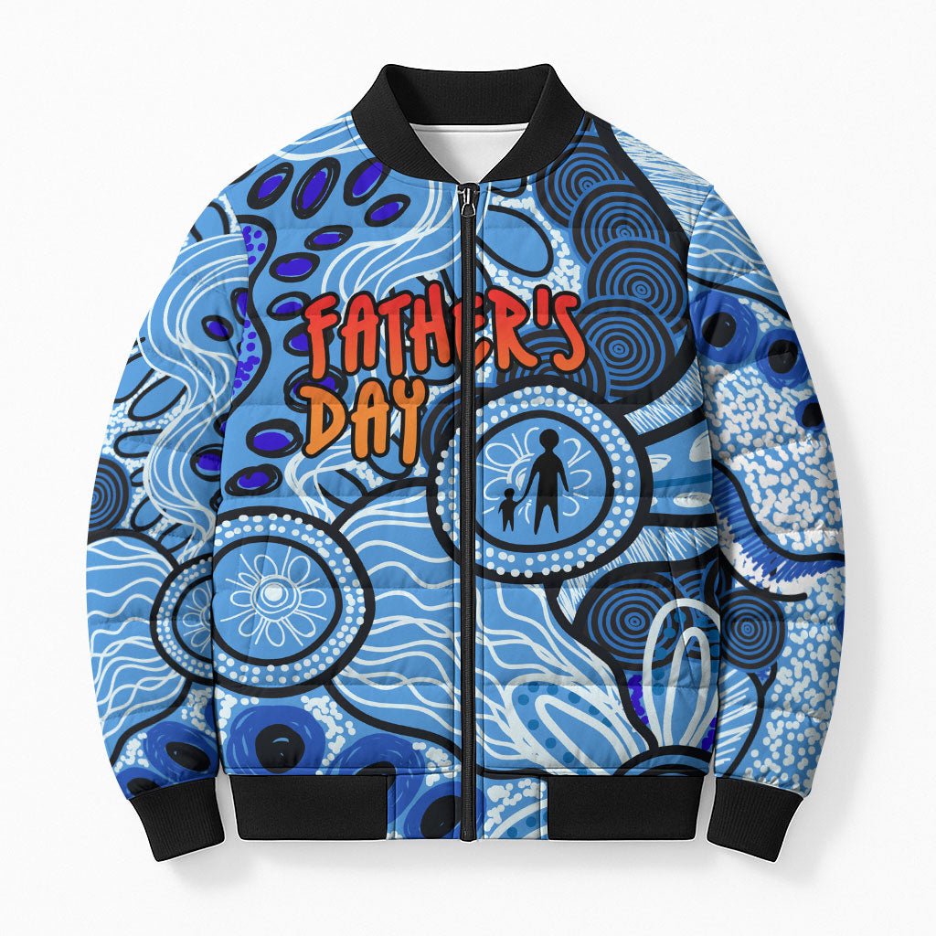 Australia Aboriginal Fathers Day Bomber Puffer Jacket Indigenous Dot Art Pattern - Parent Child