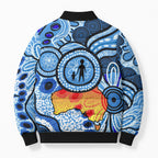 Australia Aboriginal Fathers Day Bomber Puffer Jacket Indigenous Dot Art Pattern - Parent Child