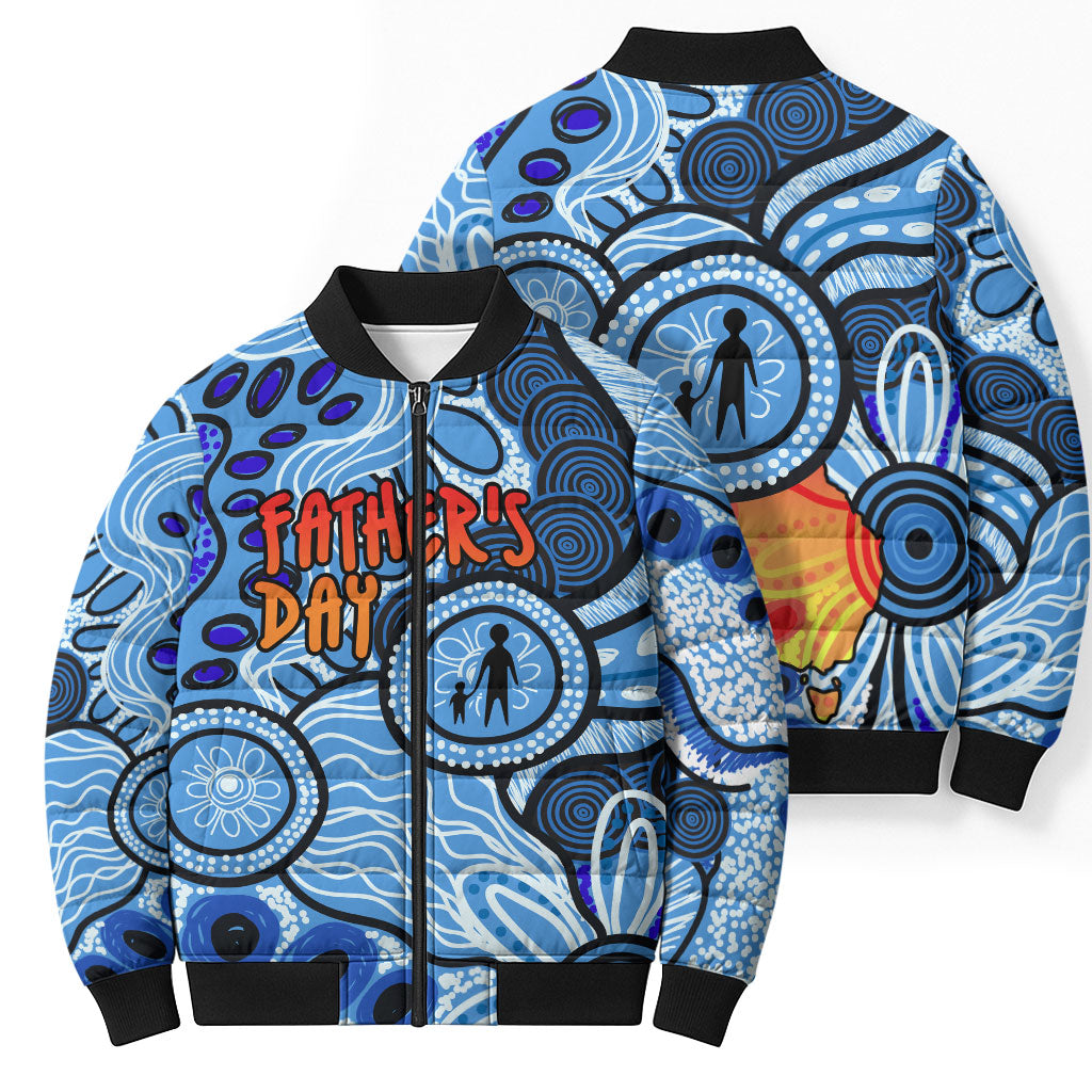 Australia Aboriginal Fathers Day Bomber Puffer Jacket Indigenous Dot Art Pattern - Parent Child