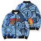 Australia Aboriginal Fathers Day Bomber Puffer Jacket Indigenous Dot Art Pattern - Parent Child