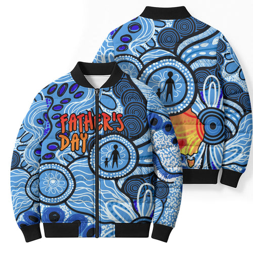 Australia Aboriginal Fathers Day Bomber Puffer Jacket Indigenous Dot Art Pattern - Parent Child