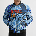 Australia Aboriginal Fathers Day Bomber Puffer Jacket Indigenous Dot Art Pattern - Parent Child