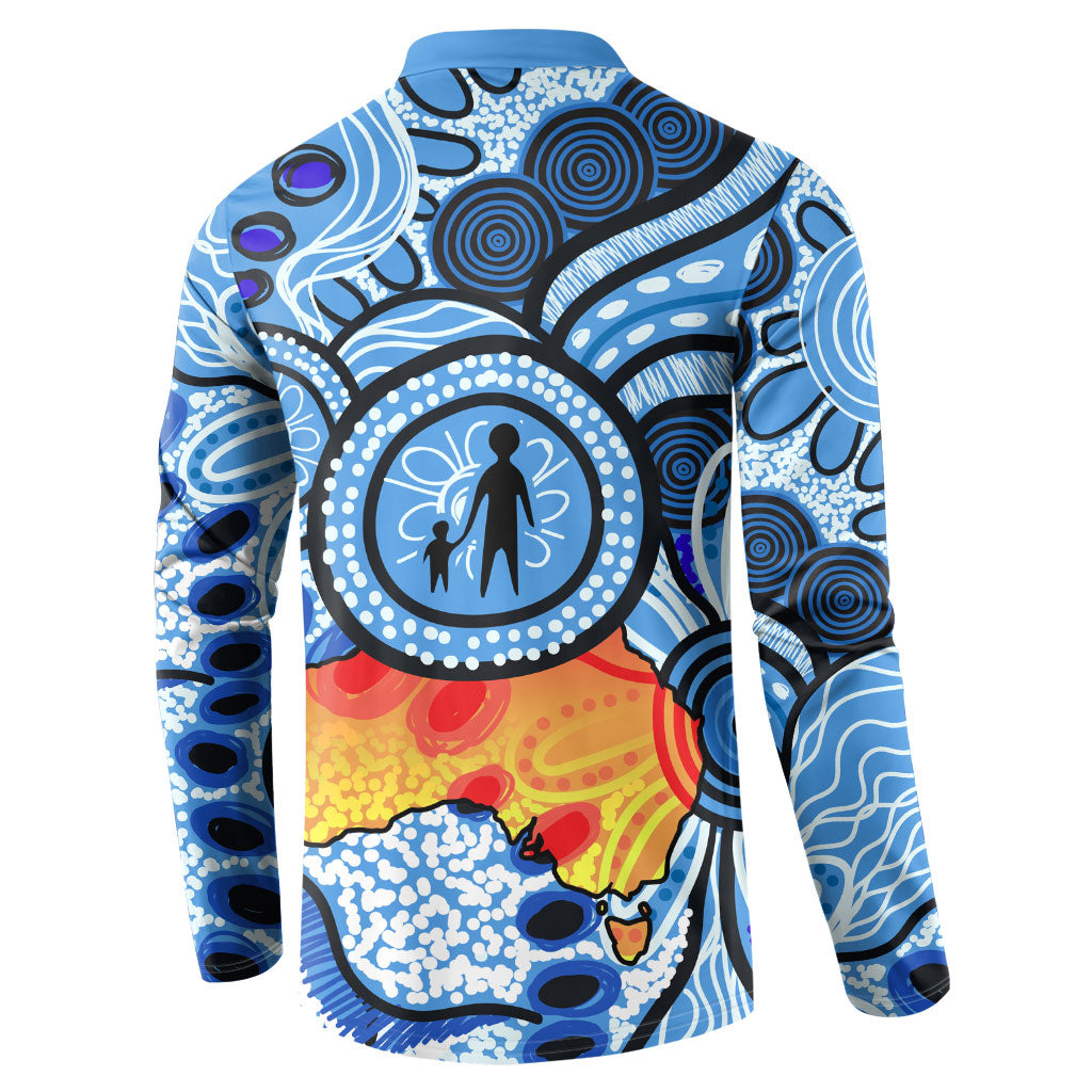Australia Aboriginal Fathers Day Button Sweatshirt Indigenous Dot Art Pattern - Parent Child