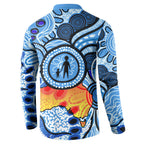 Australia Aboriginal Fathers Day Button Sweatshirt Indigenous Dot Art Pattern - Parent Child