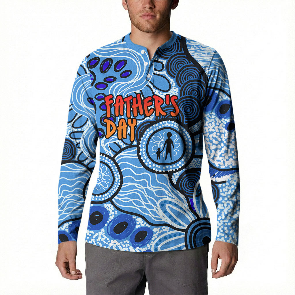 Australia Aboriginal Fathers Day Button Sweatshirt Indigenous Dot Art Pattern - Parent Child