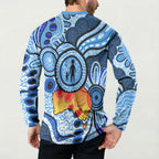 Australia Aboriginal Fathers Day Button Sweatshirt Indigenous Dot Art Pattern - Parent Child