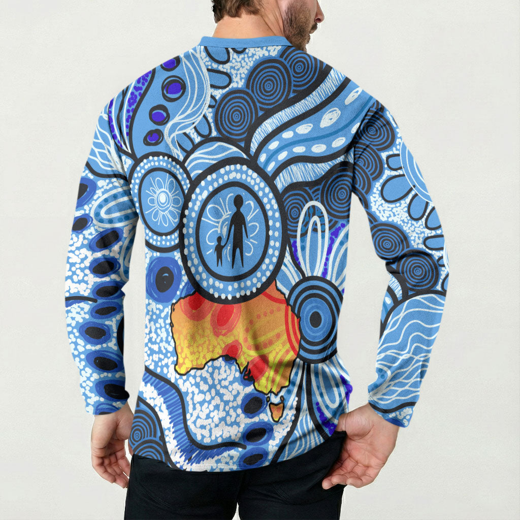Australia Aboriginal Fathers Day Button Sweatshirt Indigenous Dot Art Pattern - Parent Child