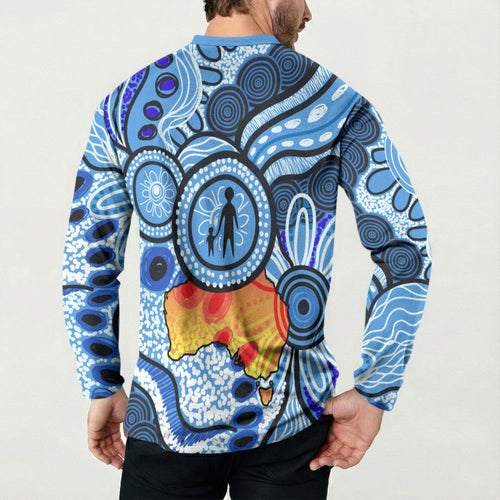 Australia Aboriginal Fathers Day Button Sweatshirt Indigenous Dot Art Pattern - Parent Child