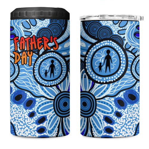 Australia Aboriginal Fathers Day 4 in 1 Can Cooler Tumbler Indigenous Dot Art Pattern - Parent Child