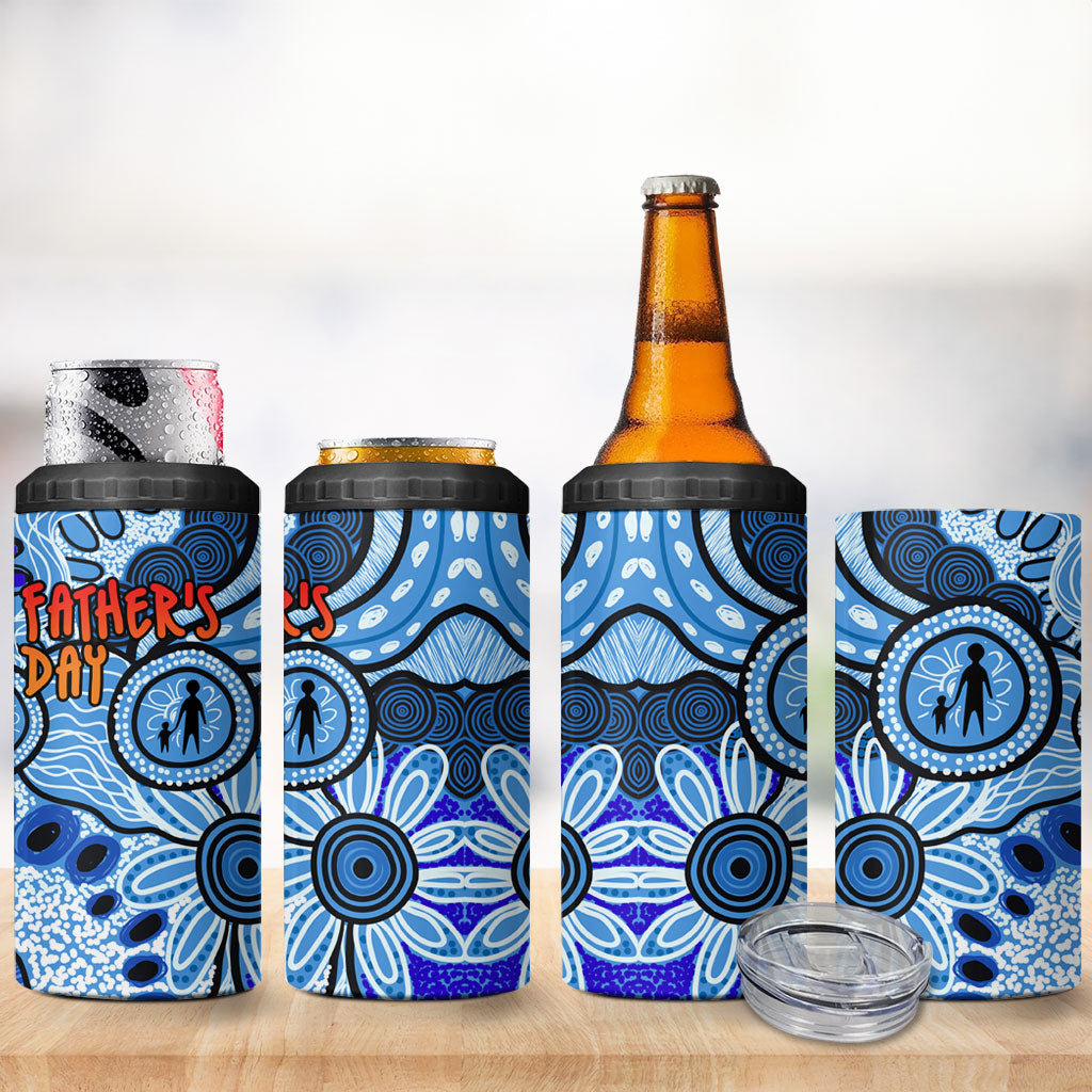 Australia Aboriginal Fathers Day 4 in 1 Can Cooler Tumbler Indigenous Dot Art Pattern - Parent Child