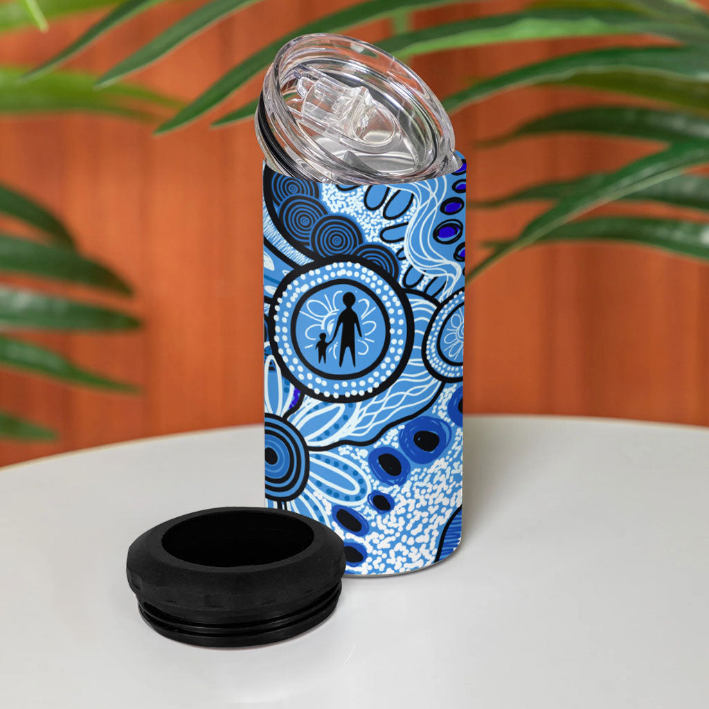 Australia Aboriginal Fathers Day 4 in 1 Can Cooler Tumbler Indigenous Dot Art Pattern - Parent Child