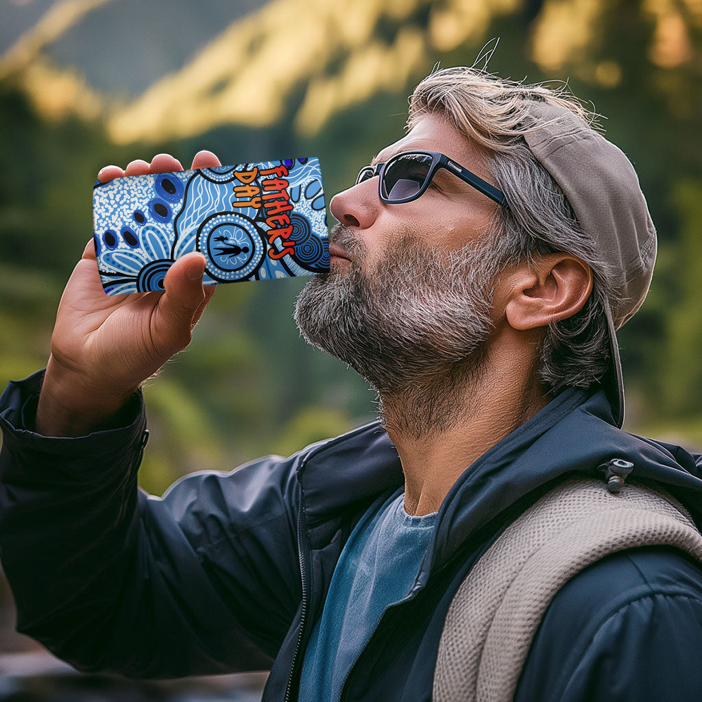 Australia Aboriginal Fathers Day 4 in 1 Can Cooler Tumbler Indigenous Dot Art Pattern - Parent Child