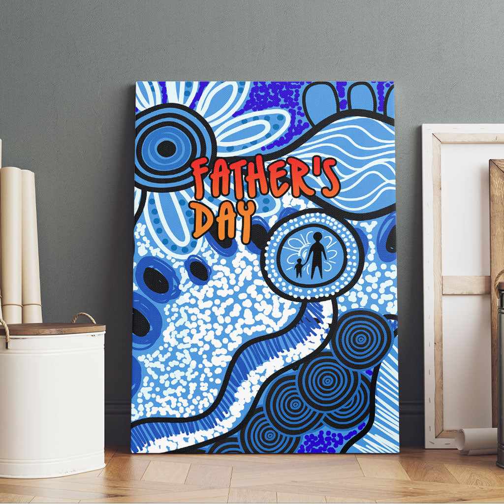 Australia Aboriginal Fathers Day Canvas Wall Art Indigenous Dot Art Pattern - Parent Child