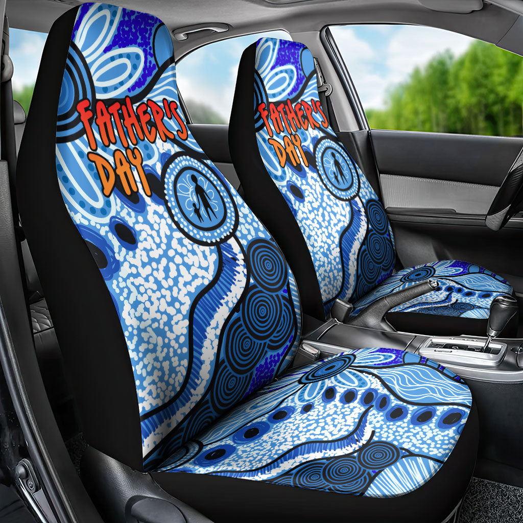 Australia Aboriginal Fathers Day Car Seat Cover Indigenous Dot Art Pattern - Parent Child