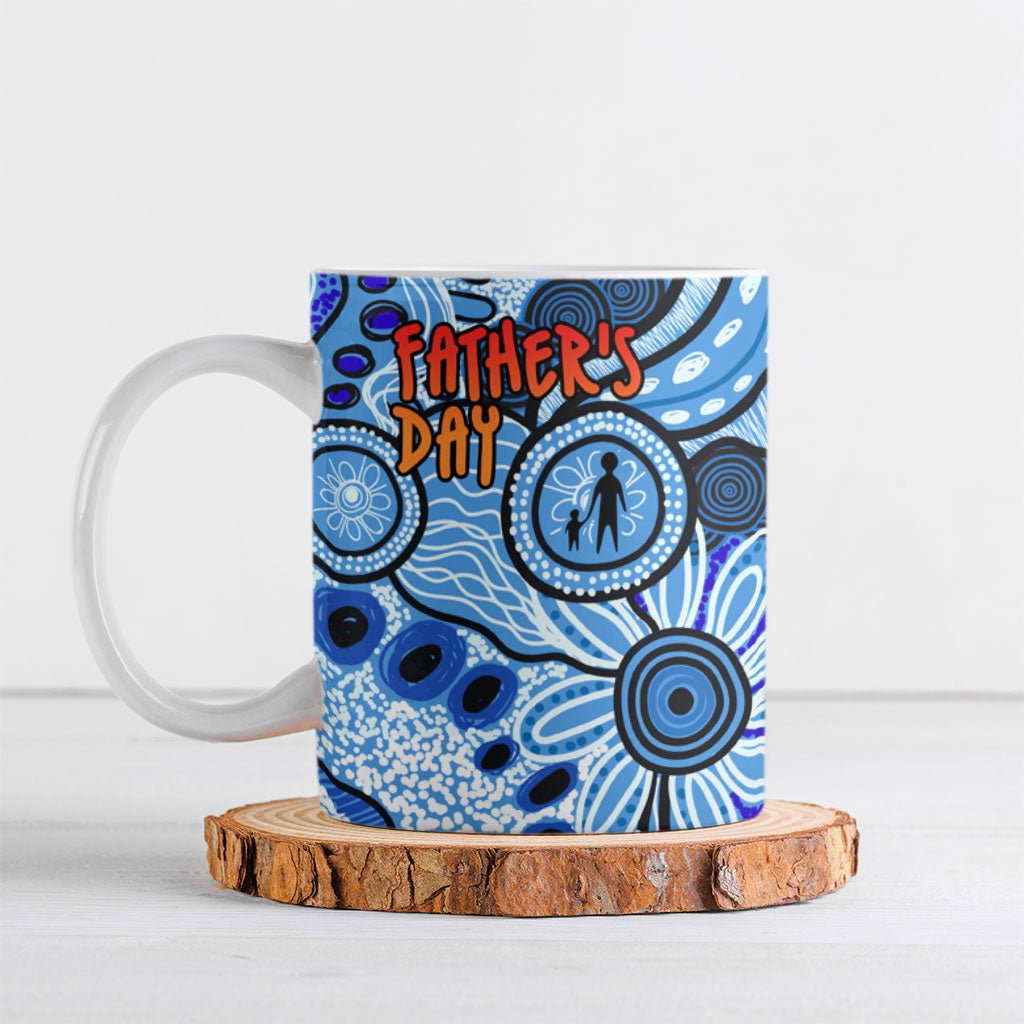 Australia Aboriginal Fathers Day Ceramic Mug Indigenous Dot Art Pattern - Parent Child