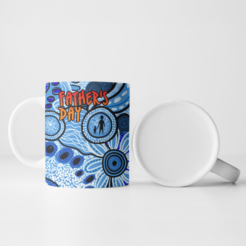 Australia Aboriginal Fathers Day Ceramic Mug Indigenous Dot Art Pattern - Parent Child