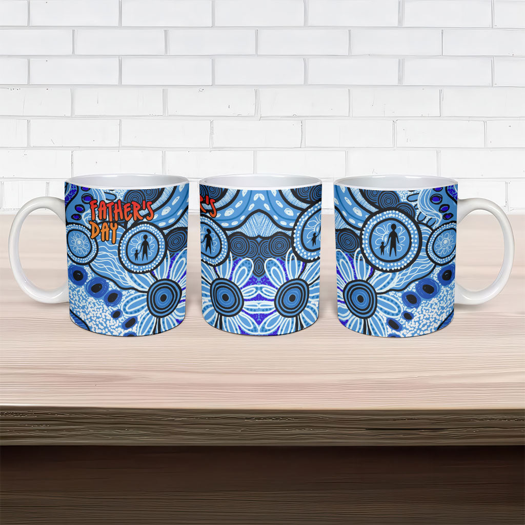Australia Aboriginal Fathers Day Ceramic Mug Indigenous Dot Art Pattern - Parent Child