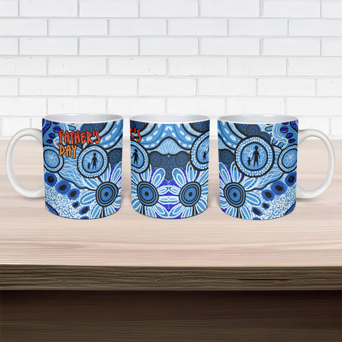 Australia Aboriginal Fathers Day Ceramic Mug Indigenous Dot Art Pattern - Parent Child