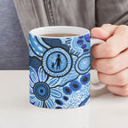 Australia Aboriginal Fathers Day Ceramic Mug Indigenous Dot Art Pattern - Parent Child
